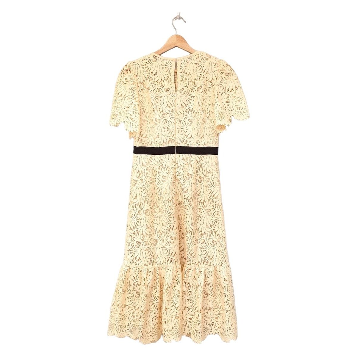 CELFORD セルフォード ワンピース サイズ36 S レディース - ライトイエロー×黒 クルーネック 半袖 ロング レース