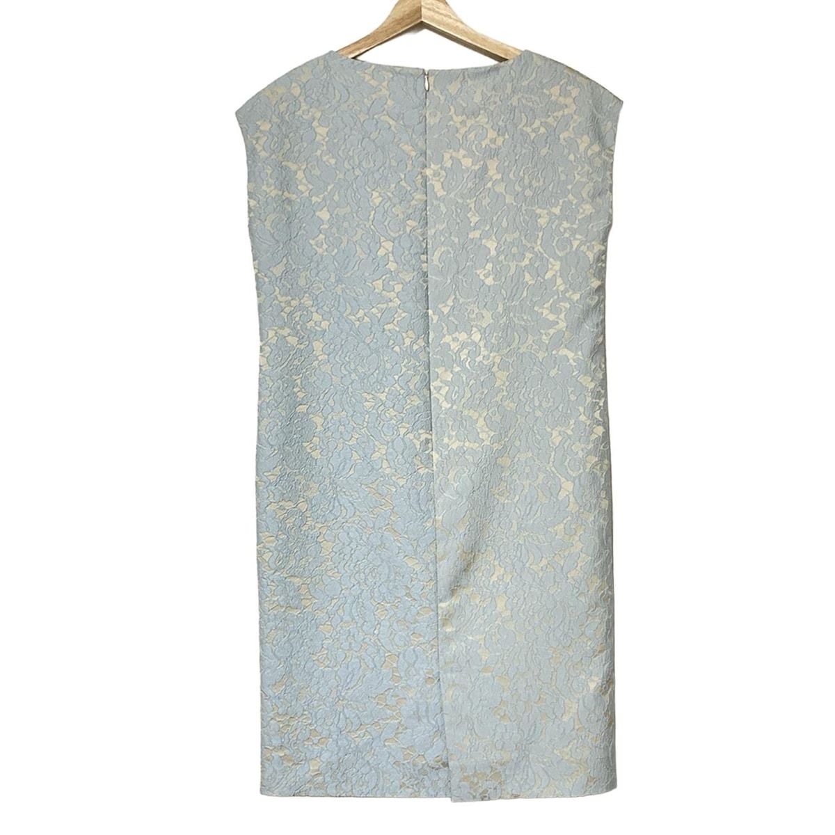 ネミカ ワンピース サイズ7 S レディース - ライトブルー×ベージュ ノースリーブ ひざ丈 フラワー 花