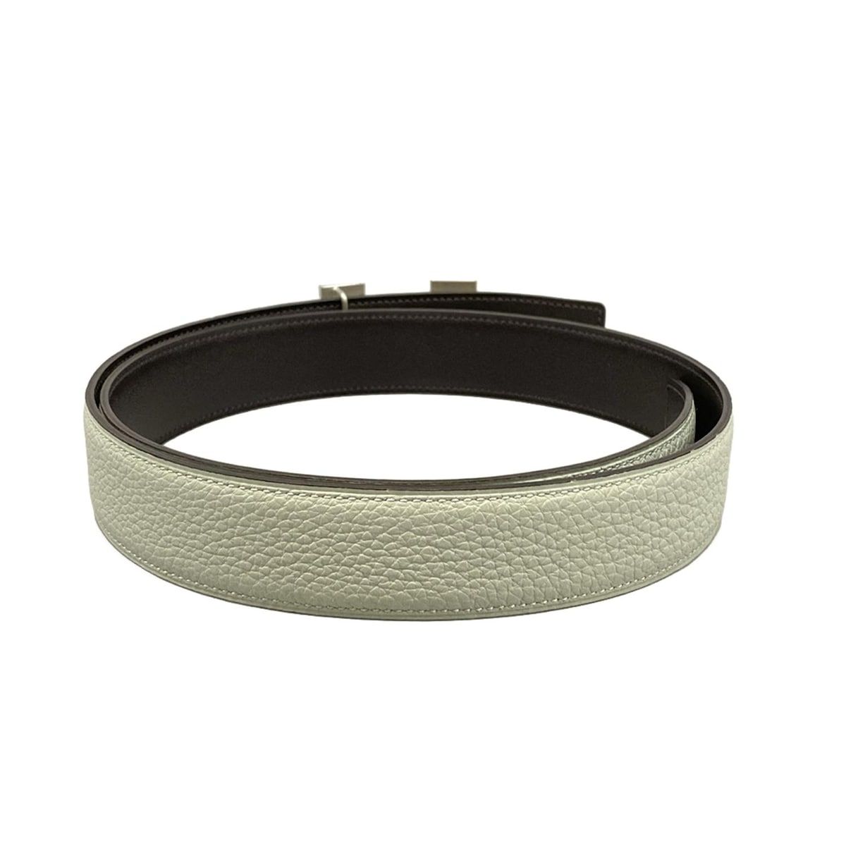 HERMES(エルメス) ベルト 85美品 Hベルト ライトグレー×ダークブラウン