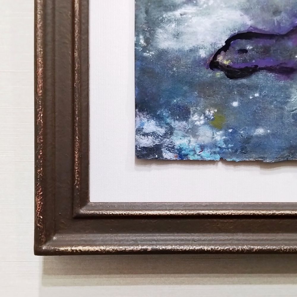 内野隆文 夜空の鳥 絵画 古い紙にアクリル絵具 抽象画 現代美術 アート