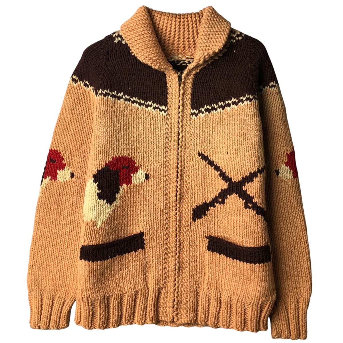 古着 60年代 LARK OATS 総柄 カウチンセーター メンズM相当 ヴィンテージ/evb032572