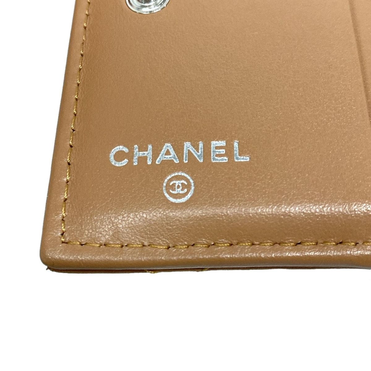  CHANEL シャネル 2つ折り財布 マトラッセ ライトブラウン シルバー金具 レザー 二つ折り財布 折り財布