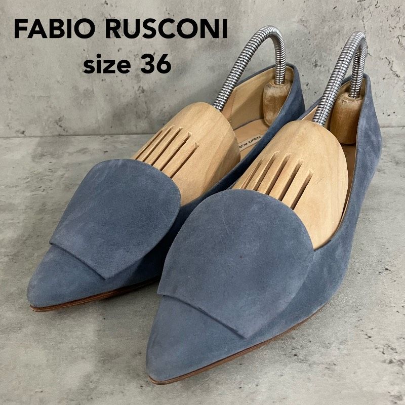 FABIO RUSCONI ファビオルスコーニ パンプス 36 23cm ブルー スエード 