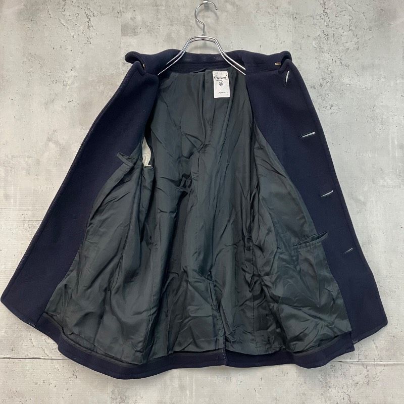 極美品 オーシバル ジーロンラム メルトン ジップ フード 比翼ウールコート 紺 ORCIVAL オーシバル ジーロンラム メルトン シングル ピーコート