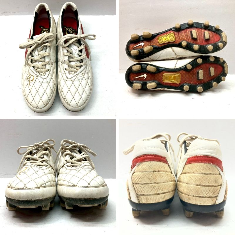01 w-5802 〇 ナイキ NIKE ティエンポ ロナウジーニョ ドス FG ホワイト×レッド×メタリックゴールド サイズ26.0 cm サッカーシューズ フットサル 品
