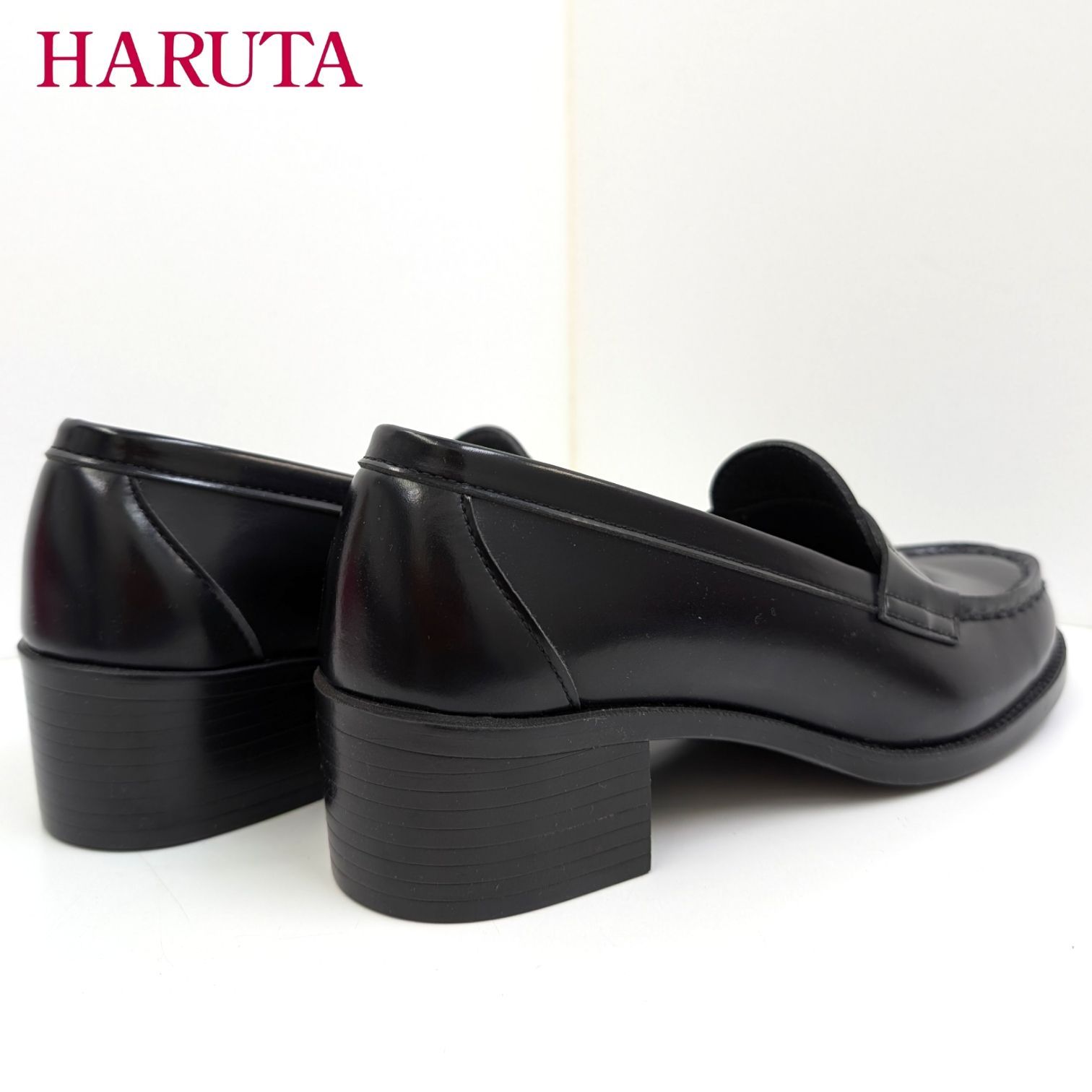 ハルタ アービン #4603 ヒールアップローファー  ブラック ゆったり3E幅 人工皮革  HARUTA ARVIN