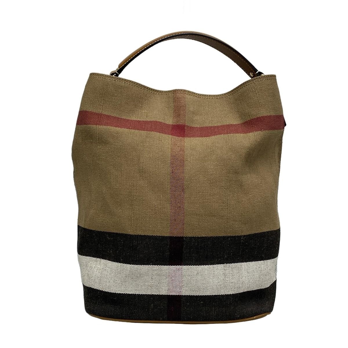 Burberry バーバリー ハンドバッグ 3945742 ベージュ×黒×マルチ チェック柄 レザー