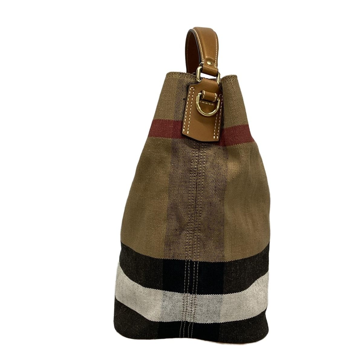 Burberry バーバリー ハンドバッグ 3945742 ベージュ×黒×マルチ チェック柄 レザー