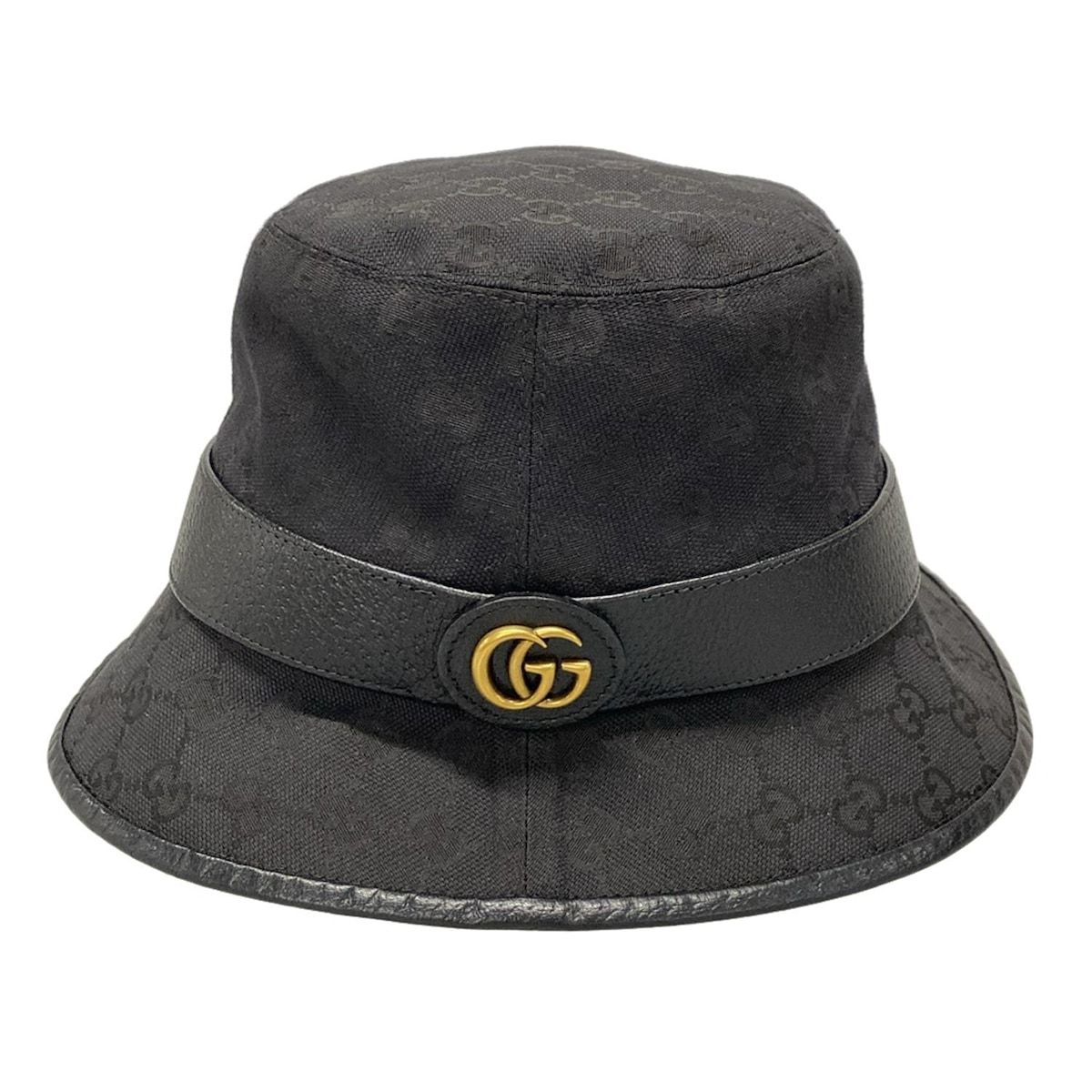 GUCCI(グッチ) ハット M 58cm GGキャンバス バケットハット 576587 黒
