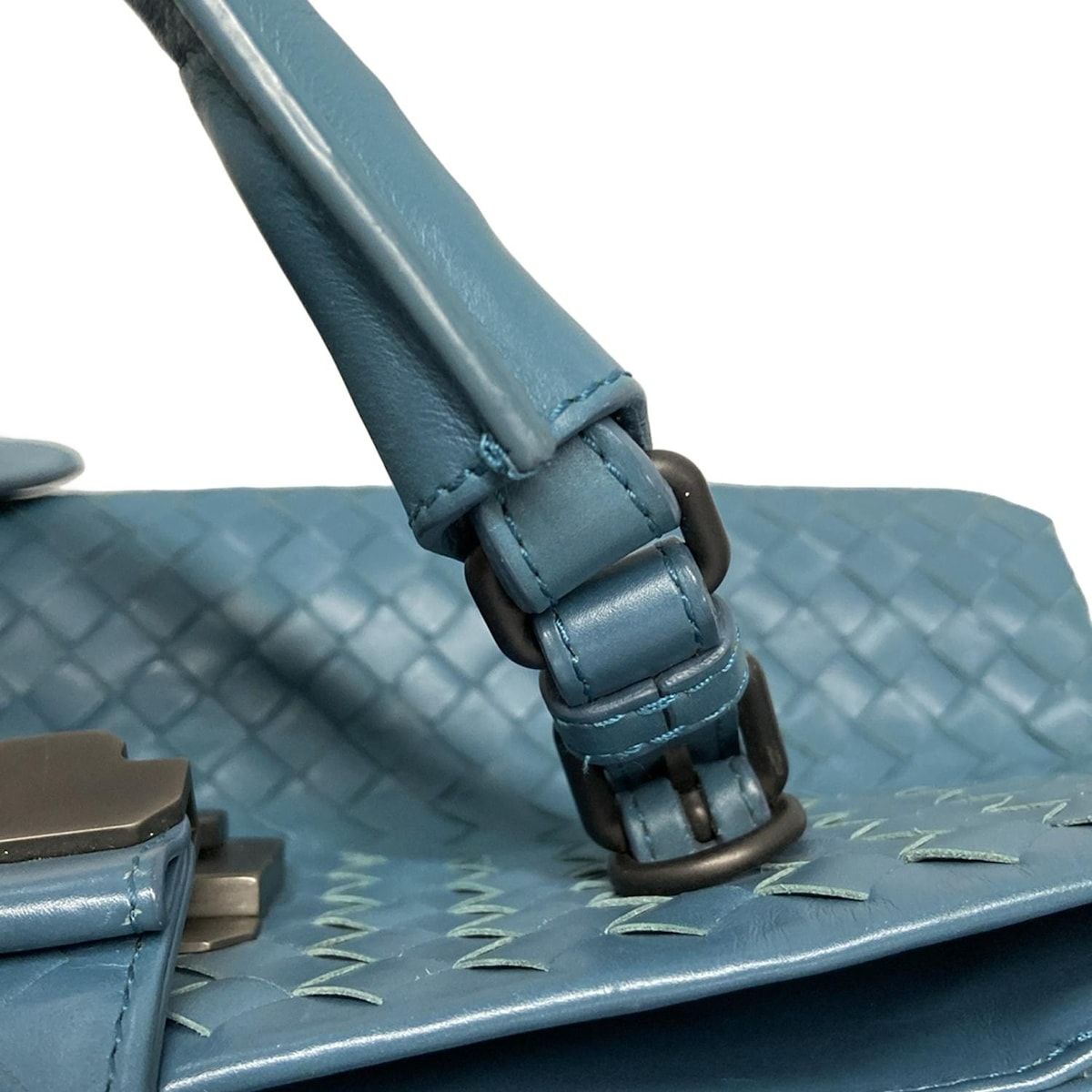 BOTTEGA VENETA ボッテガヴェネタ ハンドバッグ スモールローマバッグ ブルーグリーン レザー プリーツ 羽織り