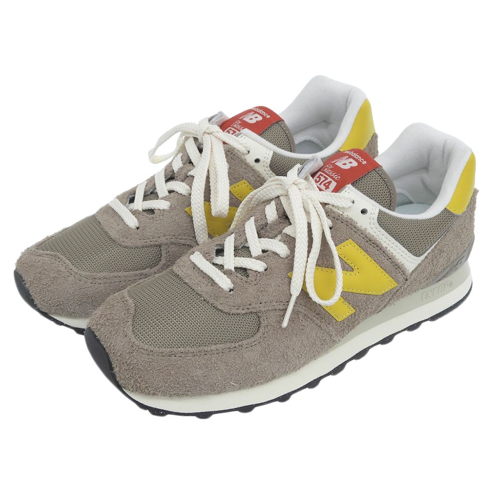 BALANCE ニュー ンス スエードレザー スニーカー シューズ メンズ ブラウン×イエロー 27 cm U 574 BYW 9 D US