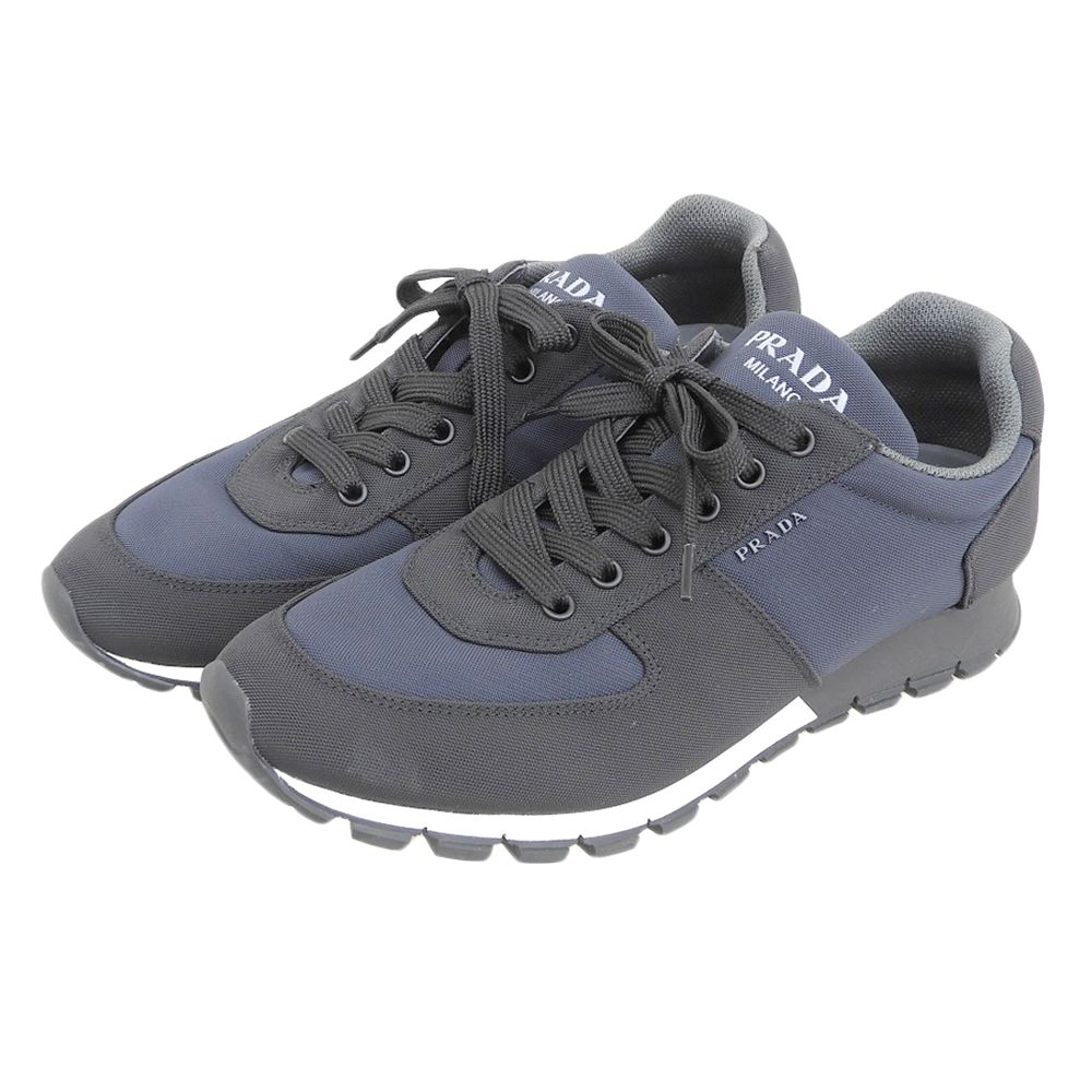 PRADA プラダ RE-NYRON スニーカー シューズ メンズ ネイビー×ブラック 8 1 2