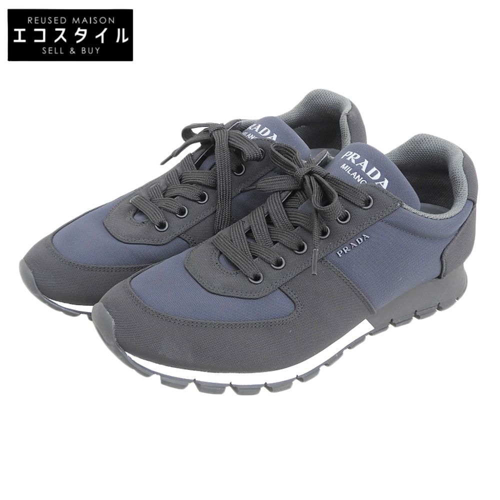 PRADA プラダ RE NYRON スニーカー シューズ メンズ ネイビー ブラック 8 1 2