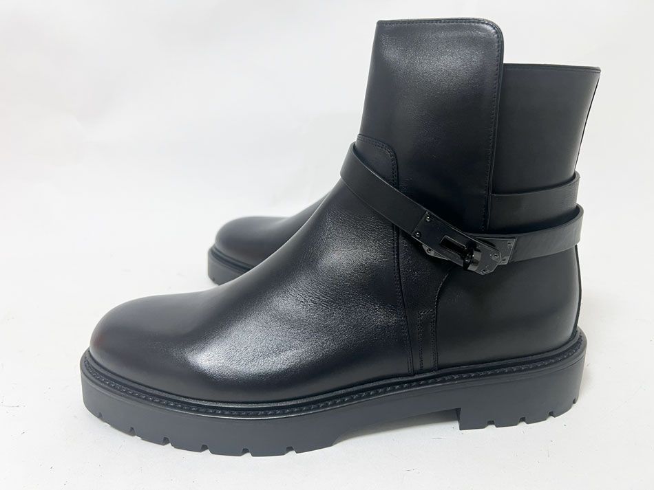 HERMES エルメス メンズ ショートブーツ ジェフ 靴 ケリーモチーフ ブラック サイズ 44