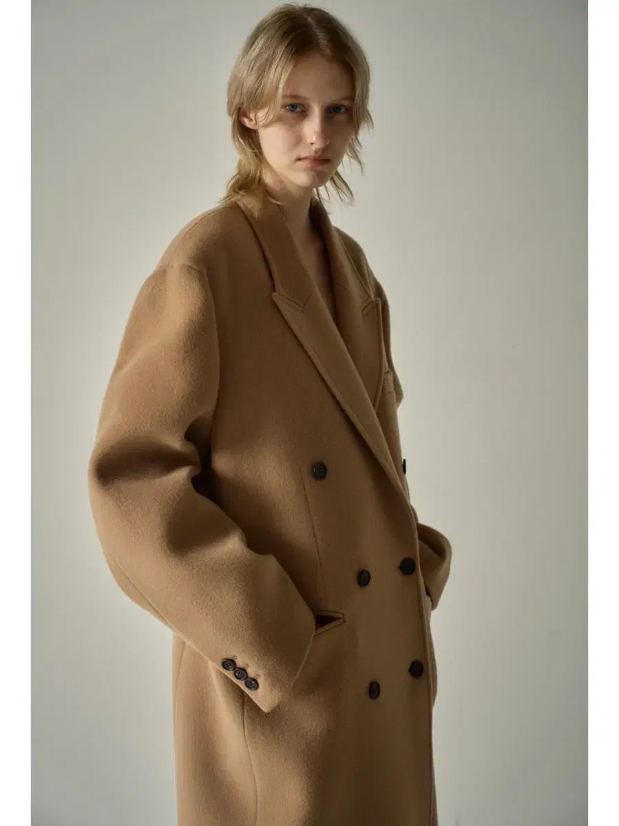 FACADE PATTERN カシミア ダブル コート キャメル xs