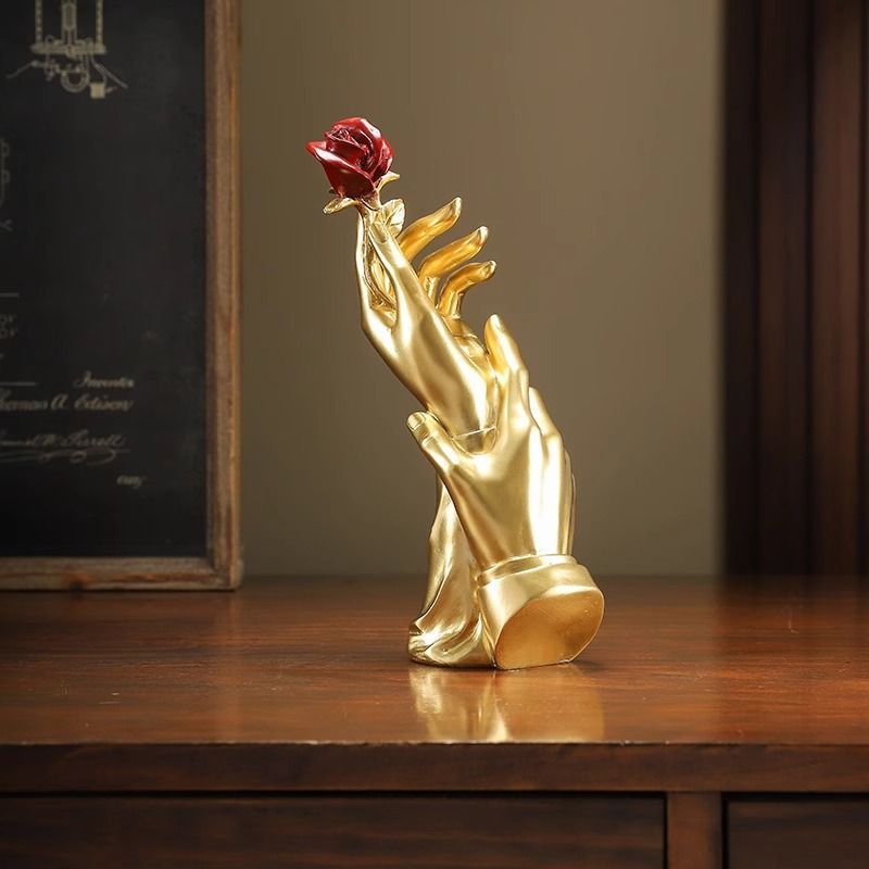 置物 北欧風 手を取り合う ローズ オブジェ モダン シンプル スタイリッシュ レジン製 合成樹脂製 結婚祝い ウェディングギフト プレゼント インテリア 装飾品 飾り ユニーク オシャレ 寝室 リビング ダイニング 棚装飾 ゴールド