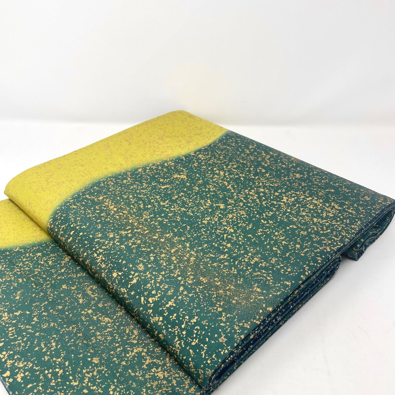 袋帯 ］正絹 ブルー 青 水色 緑 黄色 群鶴 鶴 ぼかし 訪問着 踊り 舞踊