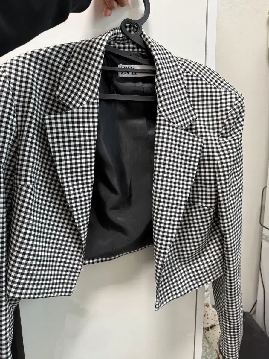 ZARA ザラ 黒 CHECK ブレーザー クロップドジャケット セットアップ