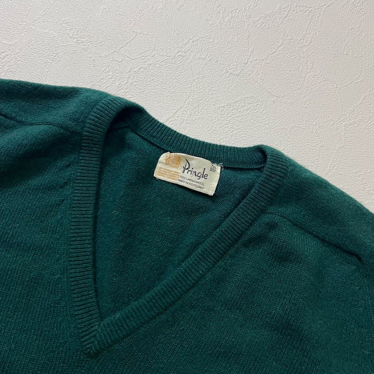 80s Scotland Pringle ラムウール ラグラン Vネック ニット セーター
