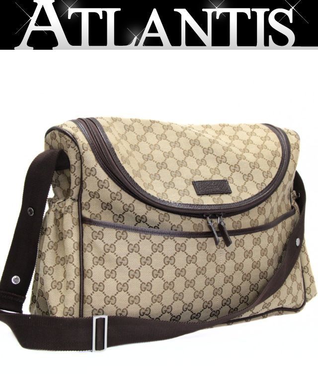 GUCCI グッチ　マザーズバッグ　ショルダーバッグ　おむつかえシートつき GUCCI グッチ GG柄 マザーズバッグ おむつ替えマット付き キャンバス