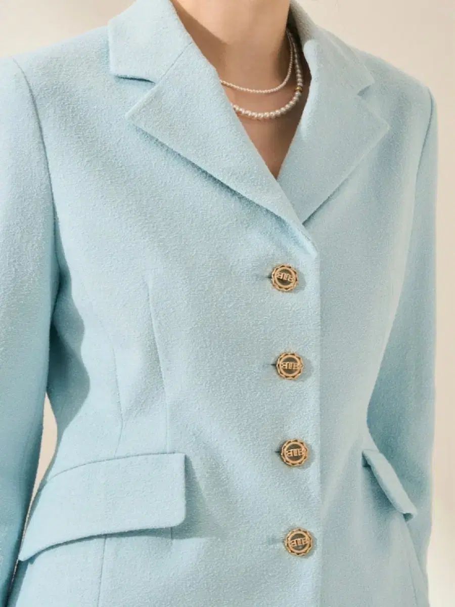 ハンサム マイン MINE ツイード ジャケット ライトブルー