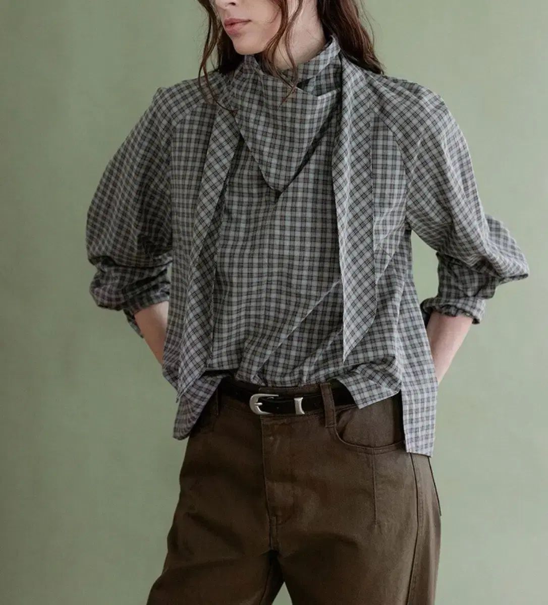 LOEUVRE チェック ブラウス