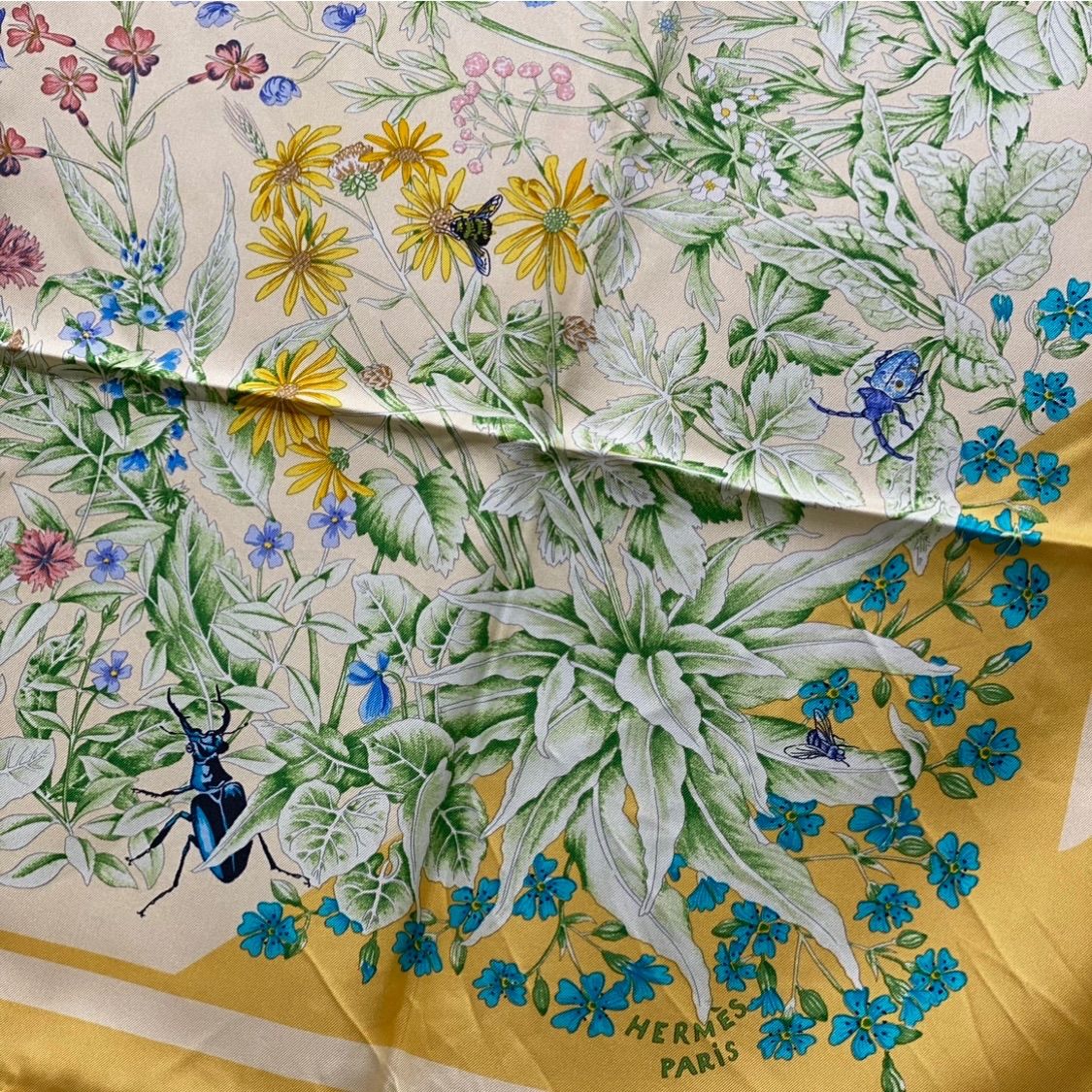 エルメス カレ90 LA PRAIRIE シルクスカーフ 草原 イエロー HERMES