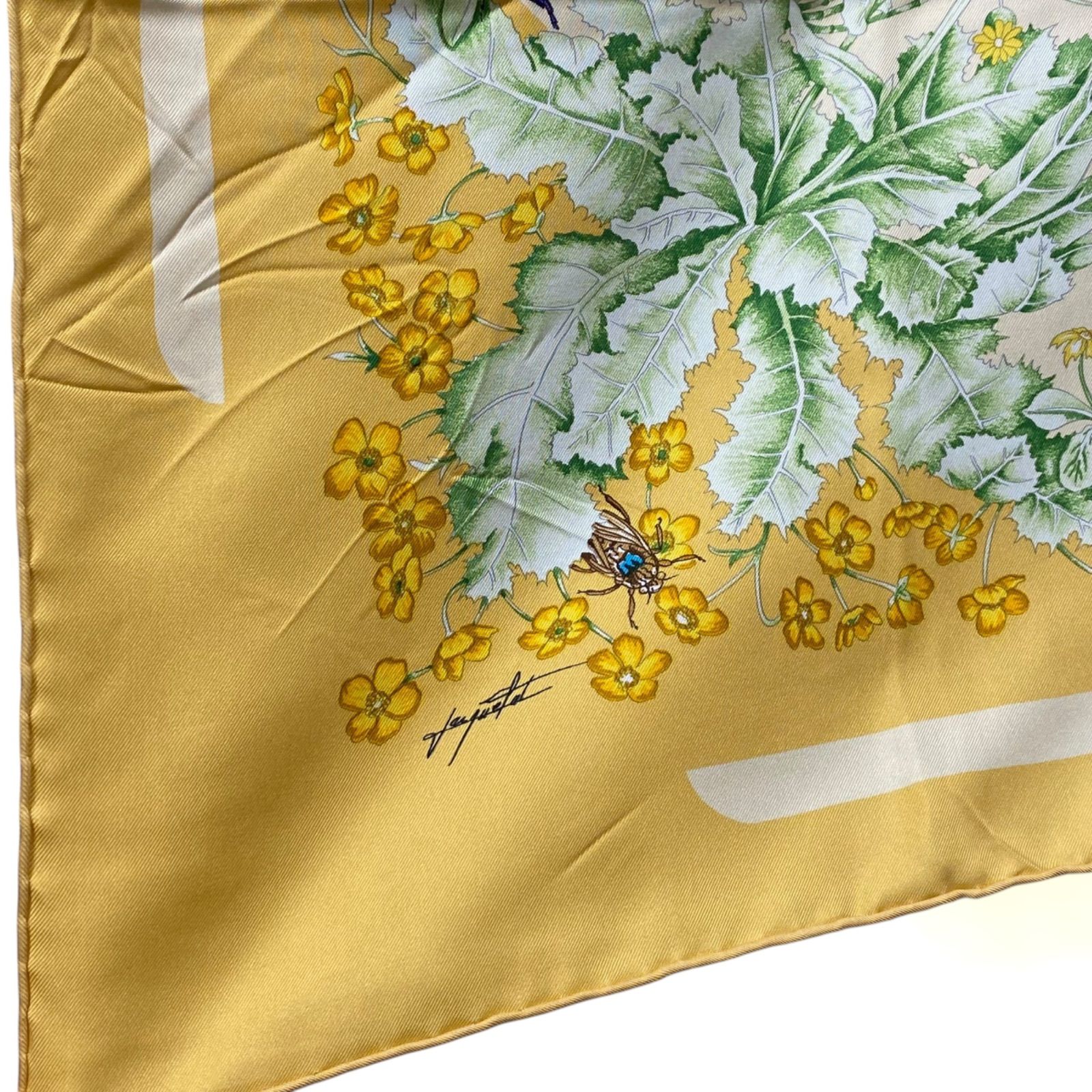 エルメス カレ90 LA PRAIRIE シルクスカーフ 草原 イエロー HERMES