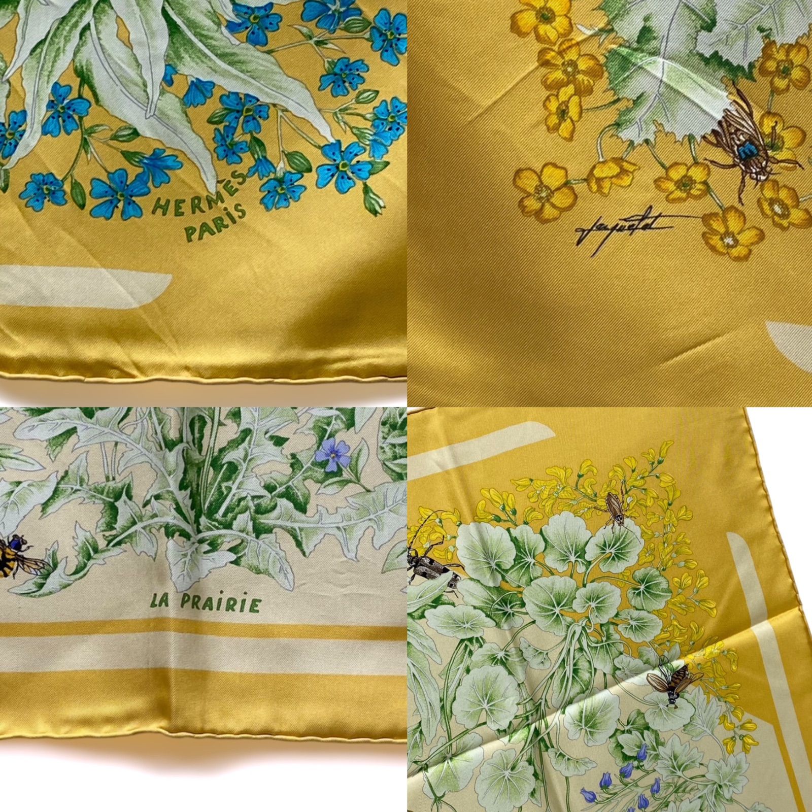 エルメス カレ90 LA PRAIRIE シルクスカーフ 草原 イエロー HERMES