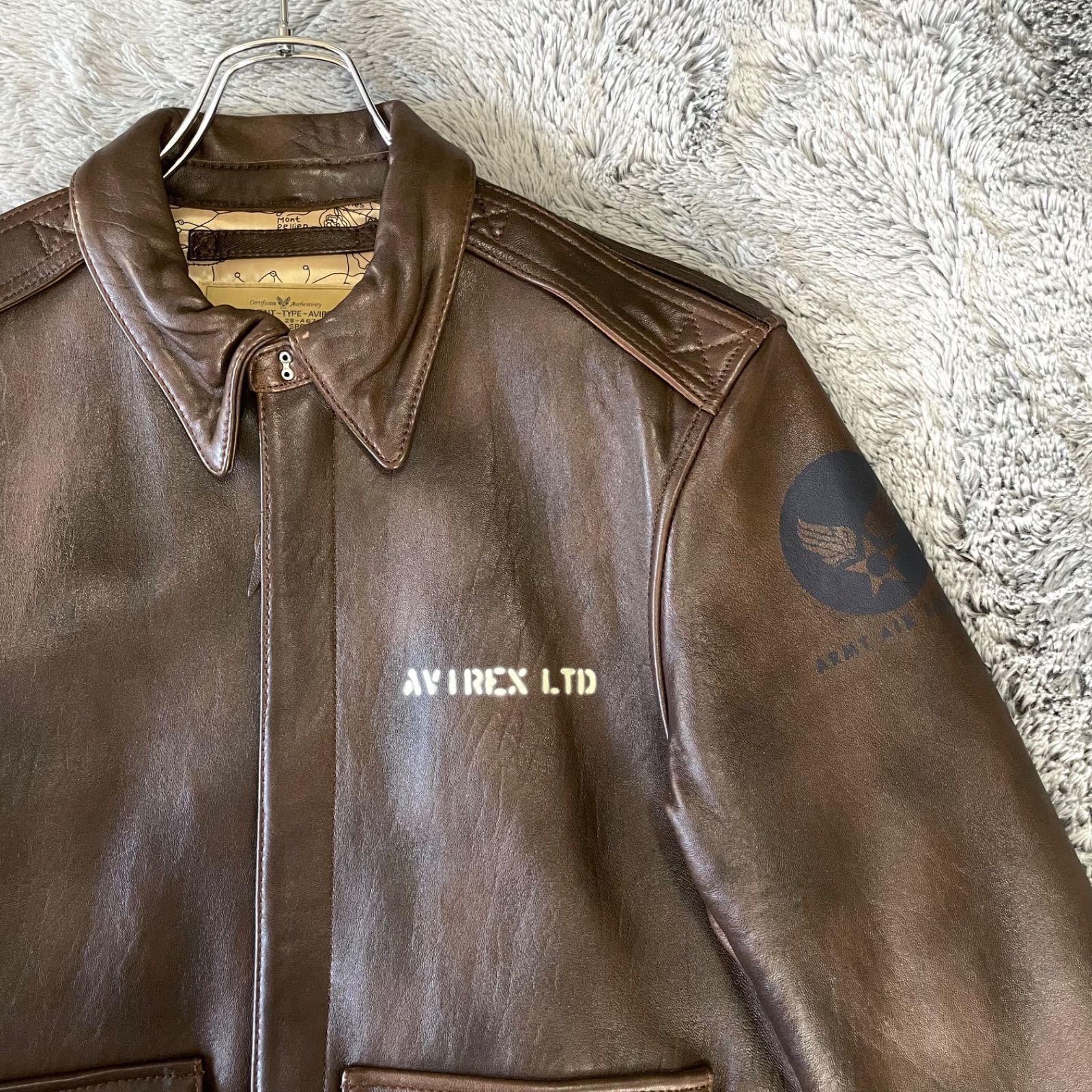 アヴィレックス A-2 フライト ダークブラウン M〜L相当 AVIREX アヴィレックス フライトジャケット レザージャケット A-2