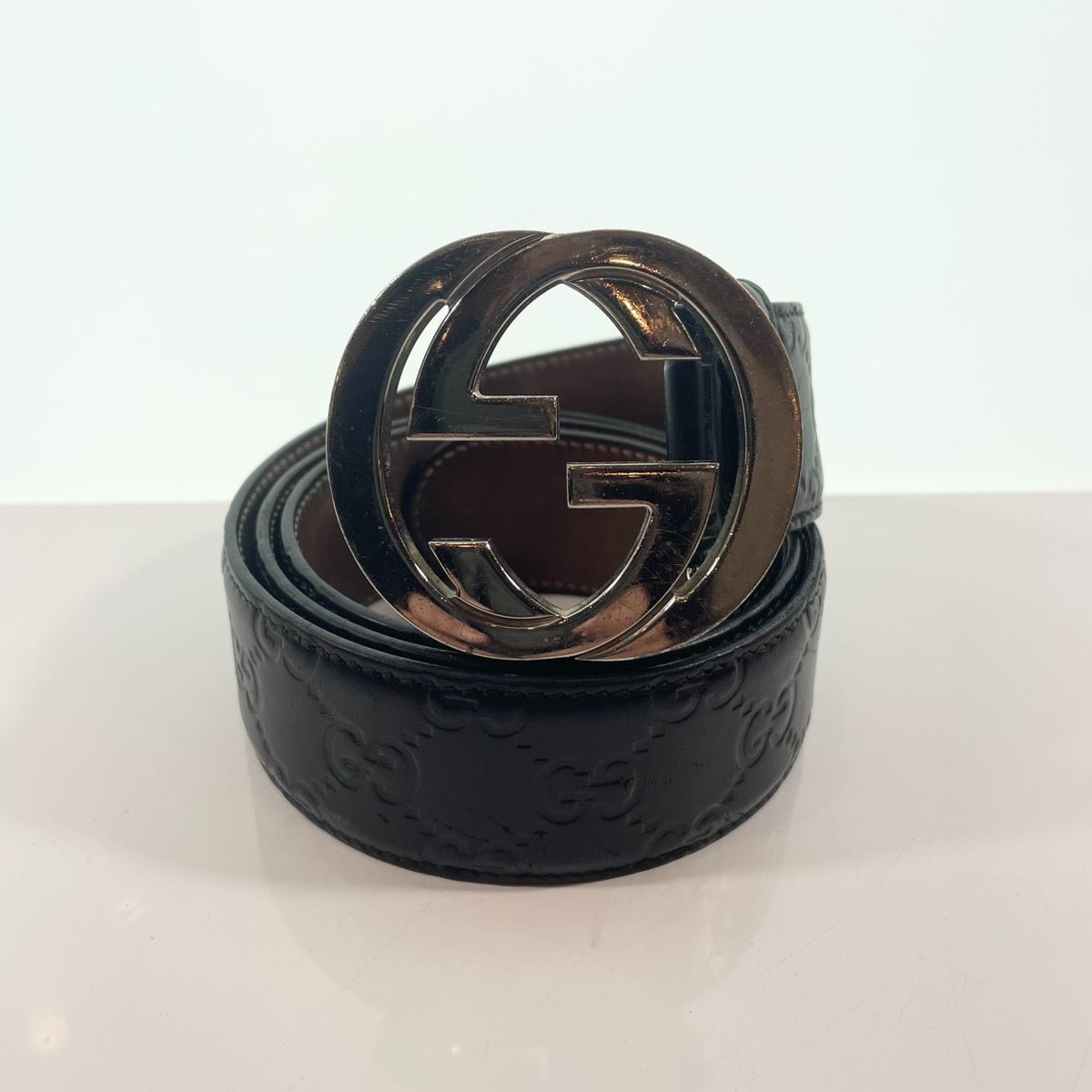 グッチ GUCCI GGロゴ インターロッキングG ベルト レザー ブラック 411924 B 75