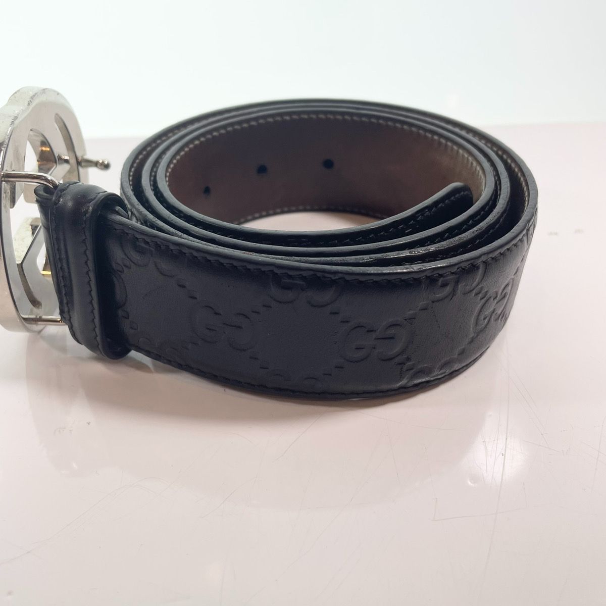 グッチ GUCCI GGロゴ インターロッキングG ベルト レザー ブラック 411924 B-75