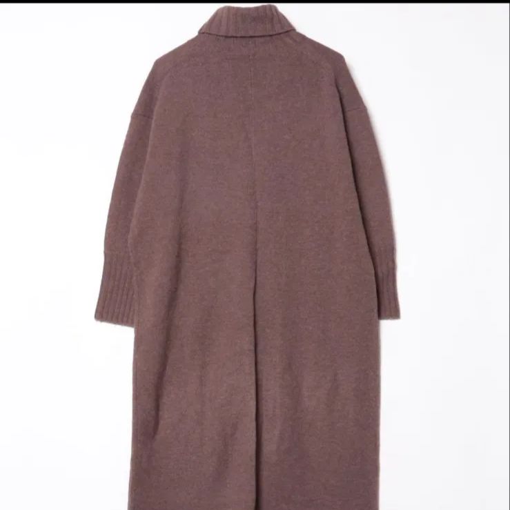  ADAM ET ROPE ウールビックタートルニットワンピース ブラウン 長袖 七分袖 ニットワンピース