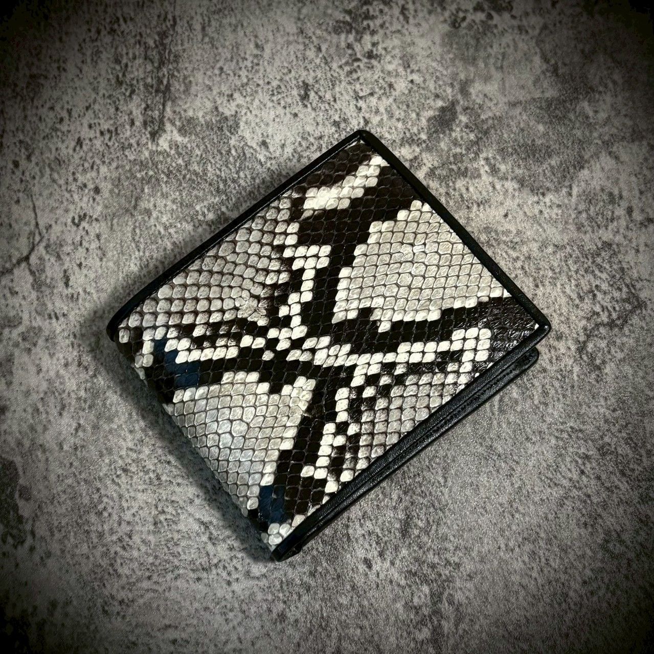 パイソン レザー メンズ財布 折財布 二つ折り 財布 ヘビ革 蛇革