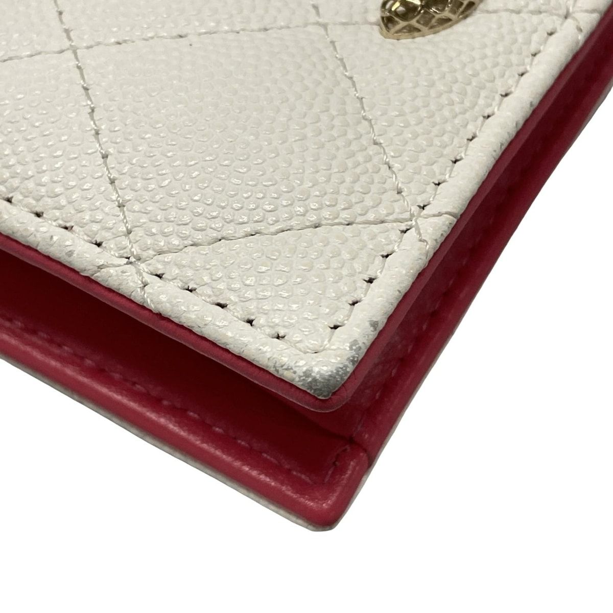  CHANEL シャネル 2つ折り財布 マトラッセ AP 3055 白 ゴールド金具 二つ折り財布 折り財布