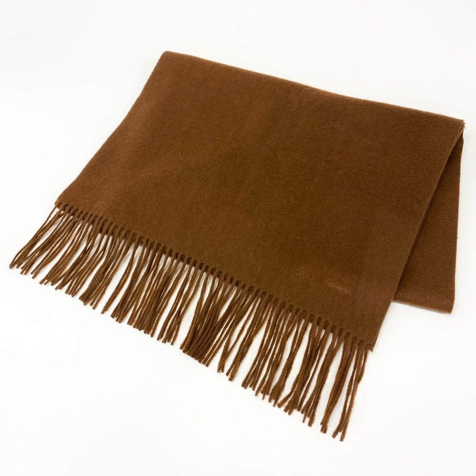 l 20 HERMES エルメス ブラウン カシミヤ100 50 cm 320 超大判 カシミヤマフラー ストール ユニセックス メンズ レディース カシミアk 02 i