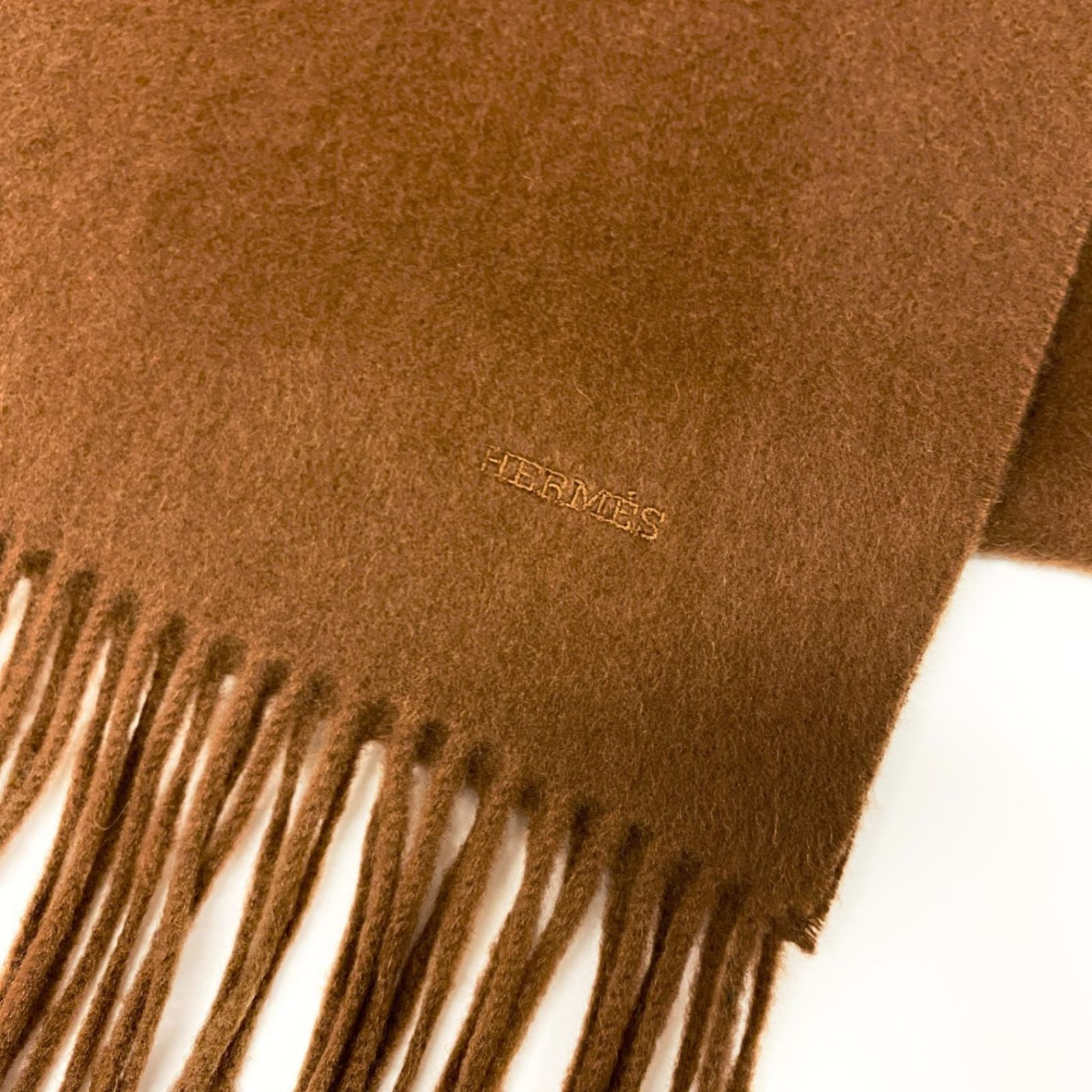 新品HERMESエルメス カシミアマフラー ブラウン×オレンジ エルメスカシミヤマフラー ブラウン×オレンジ 【公式通販】