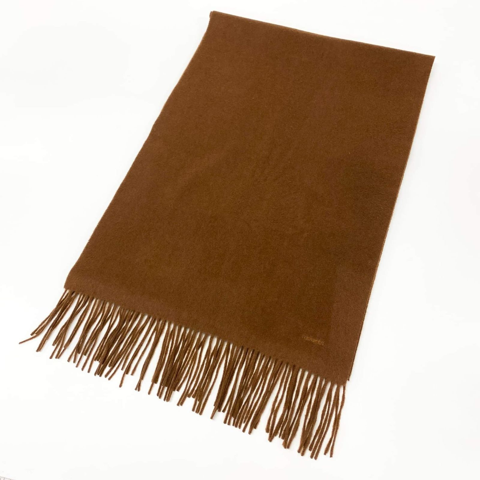 l 20 HERMES エルメス ブラウン カシミヤ100 50 cm×320 cm 超大判 カシミヤマフラー ストール ユニセックス メンズ レディース カシミアk 02 i