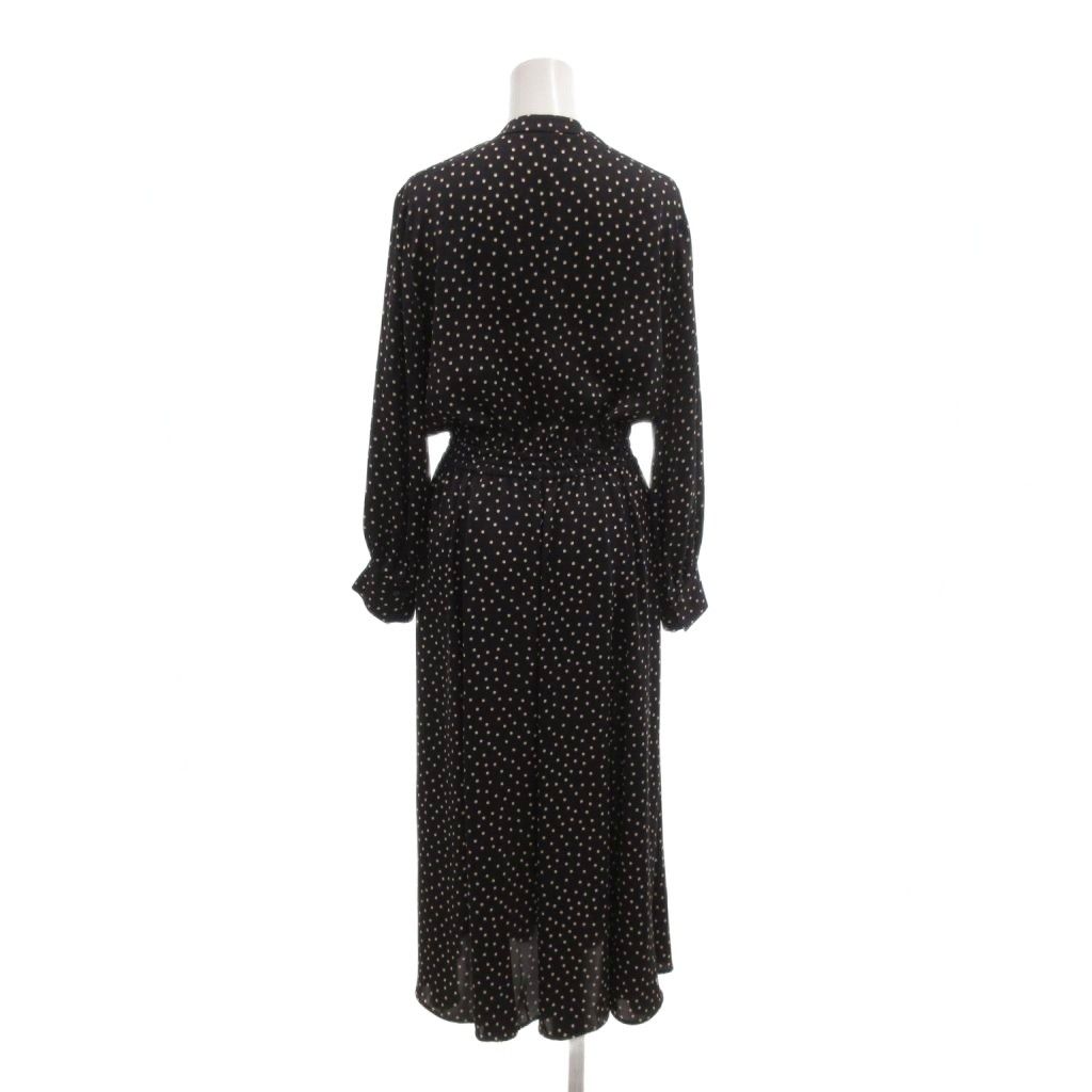 アナイ ANAYI 20 AW ロングワンピース 38 長袖 マキシ ロング ドット 総柄 黒 ブラック AE