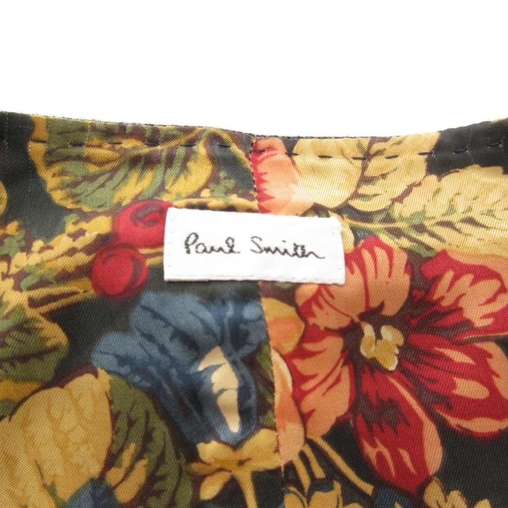 ポールスミス PAUL SMITH ベスト ジレ L チェック 総柄 裏地花柄 茶
