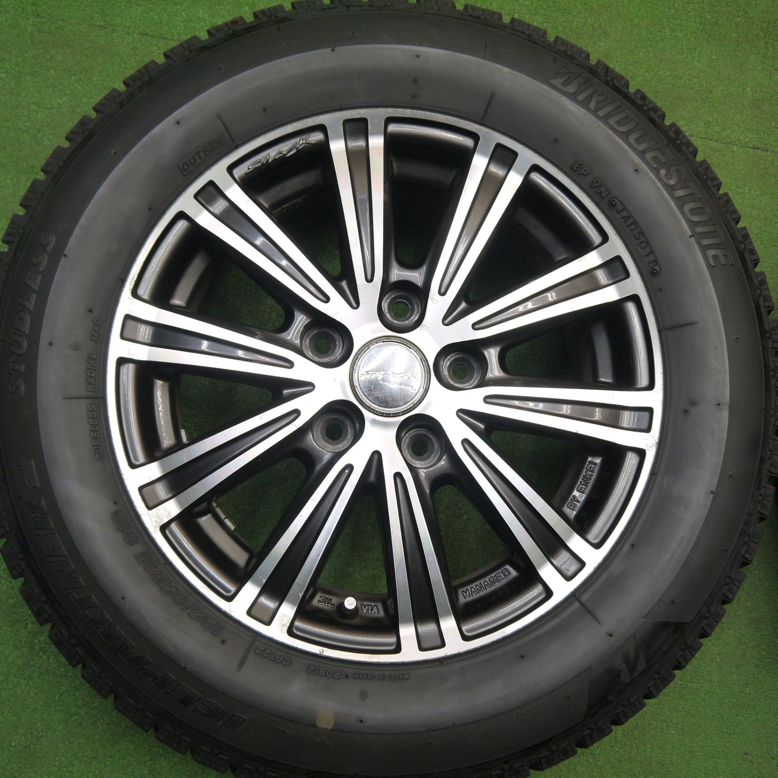  バリ溝 9 5分 スタッドレス 195 65 R 15 ブリヂストン アイスパートナー2 SMACK ENKEI スマック エンケイ 15インチ PCD 114 3 5 H ス 15インチ タイヤ ホイールセット