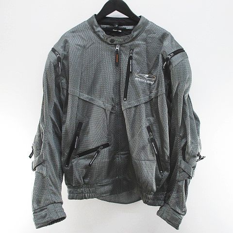 ラフ＆ロード ROUGH ROAD オートバイ バイクウェア メッシュ ライディング ジャケット プロテクター XL 灰系 グレー ジップアップ 刺繍 インナー付 裏地