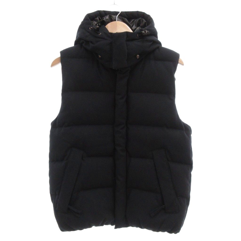 【美品】　ナノユニバース　西川ダウン　ダウンベスト　ブラック　黒　Mサイズ ナノユニバース nano universe 西川ダウン ベスト M フード ウール 黒