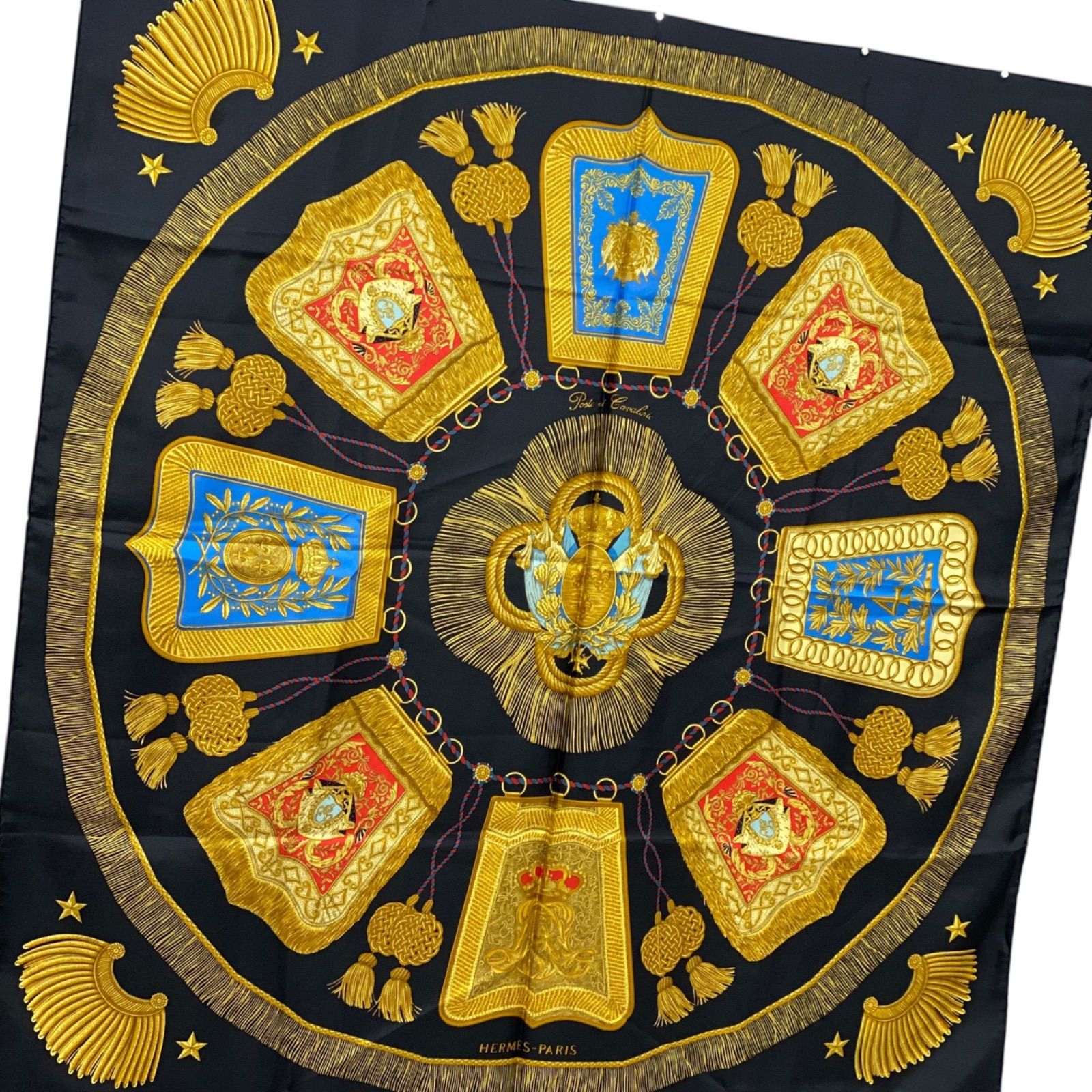 エルメス カレ90 Poste et Cavalerie シルクスカーフ サーベル飾り袋