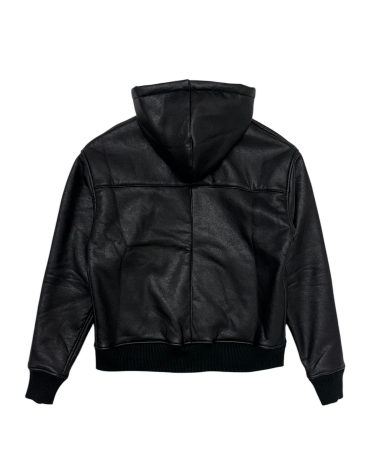 LAST NEST Product Page - Faux Leather Boa Hoodie - Black