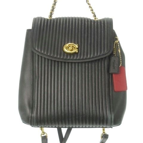 コーチ COACH リュックサック デイパック レザー ロゴ チャーム 黒 ブラック 40604 MN 9 GY 18