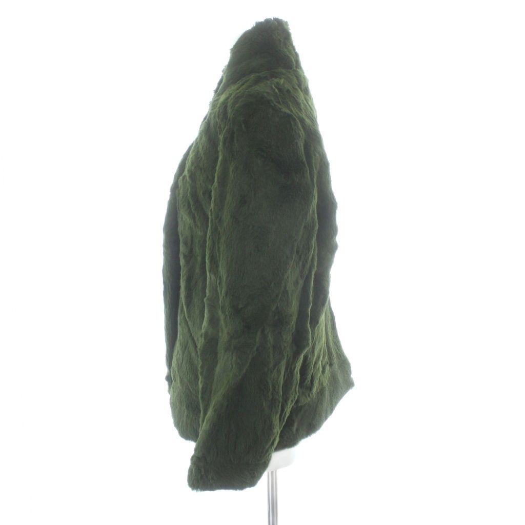 ノーブランド ファーコート アウター ミンク 毛皮 緑 グリーン