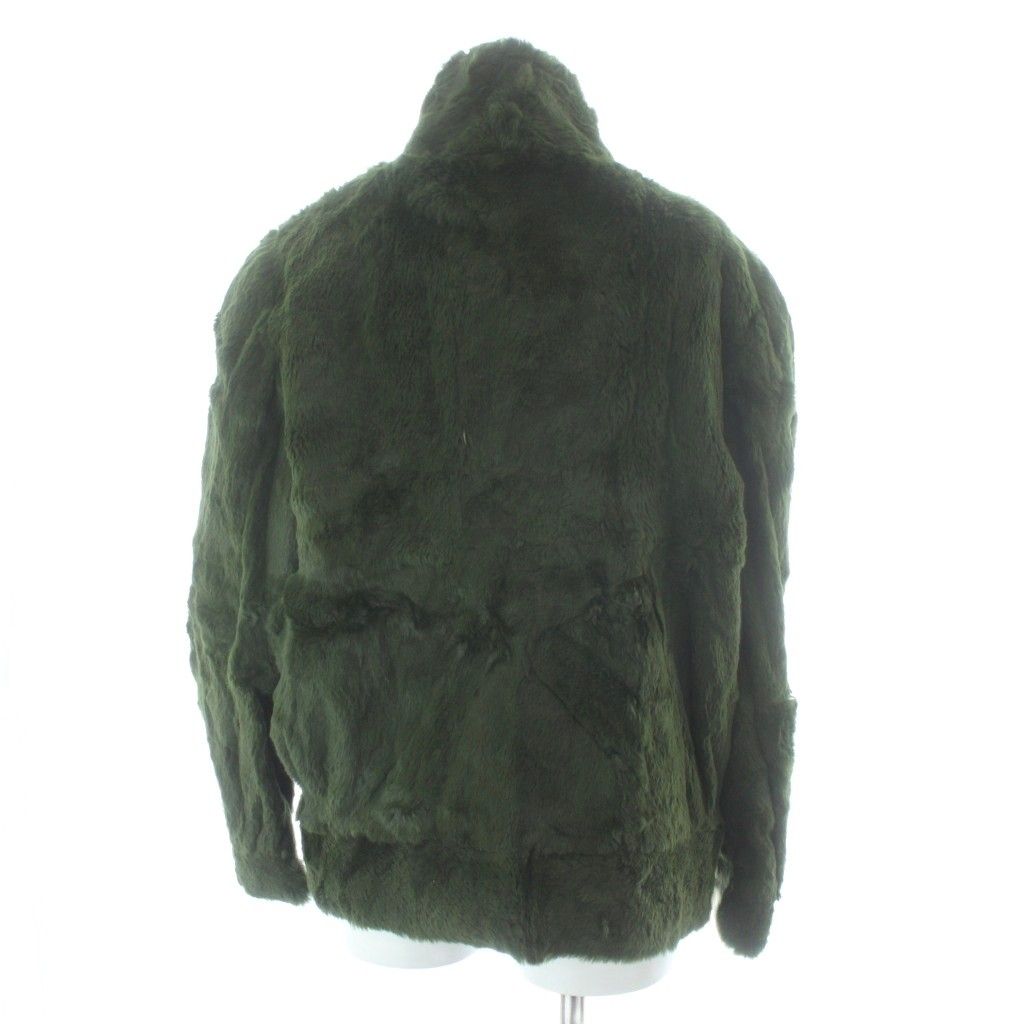 ノーブランド ファーコート アウター ミンク 毛皮 緑 グリーン