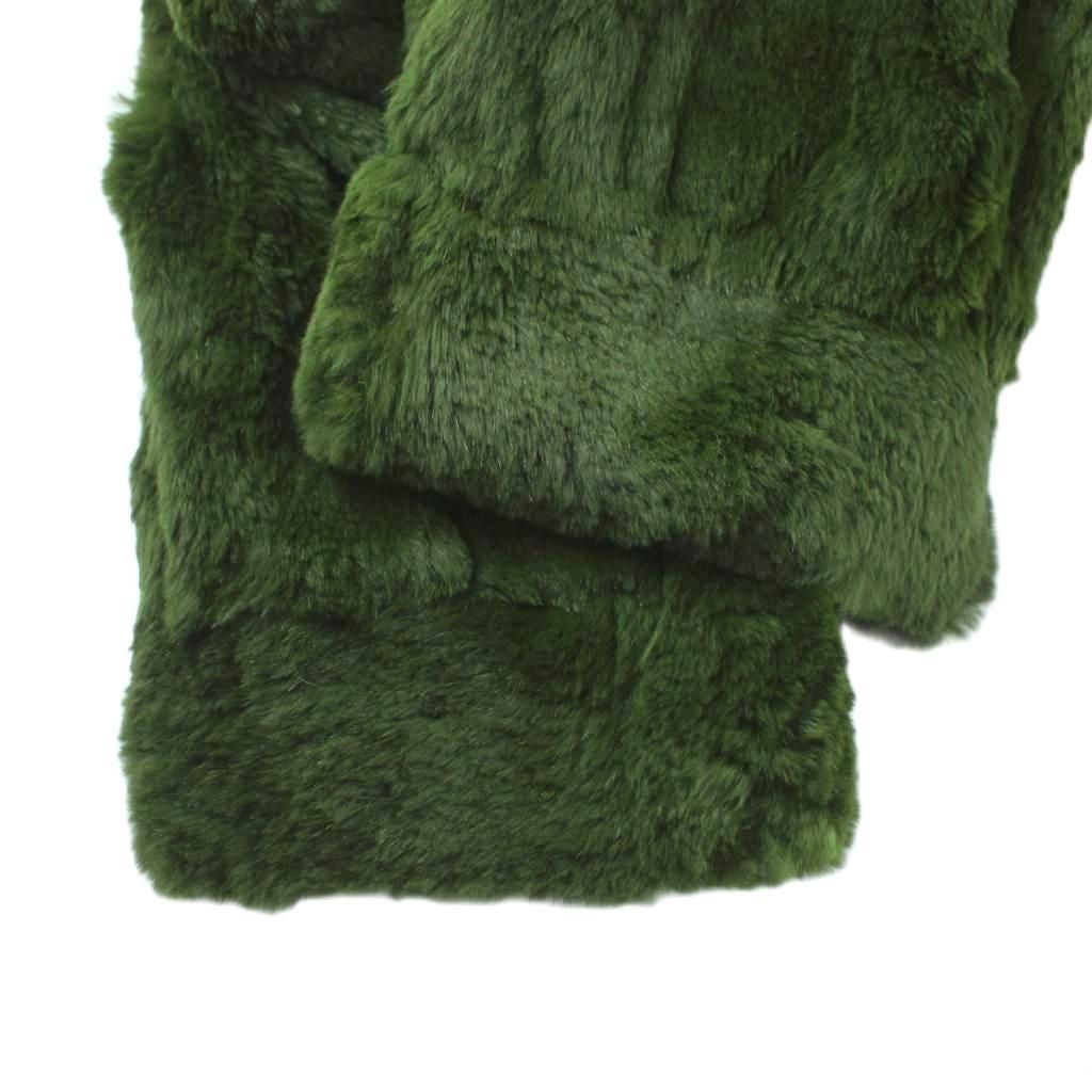 ノーブランド ファーコート アウター ミンク 毛皮 緑 グリーン