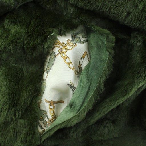 ノーブランド ファーコート アウター ミンク 毛皮 緑 グリーン